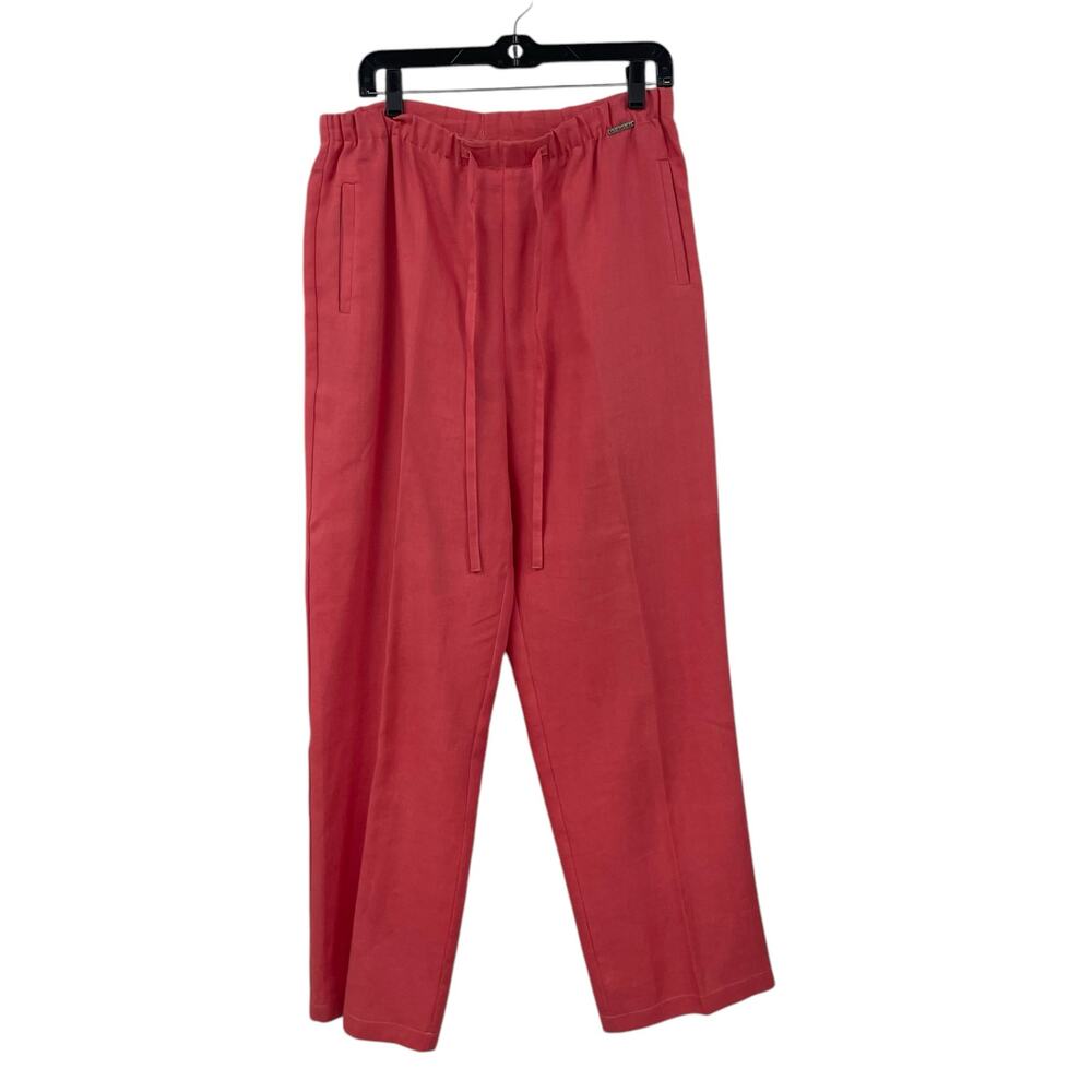 Geiger 100% Linen Tie Waist Wide Leg Pant Coral Womens 40 / US Large
